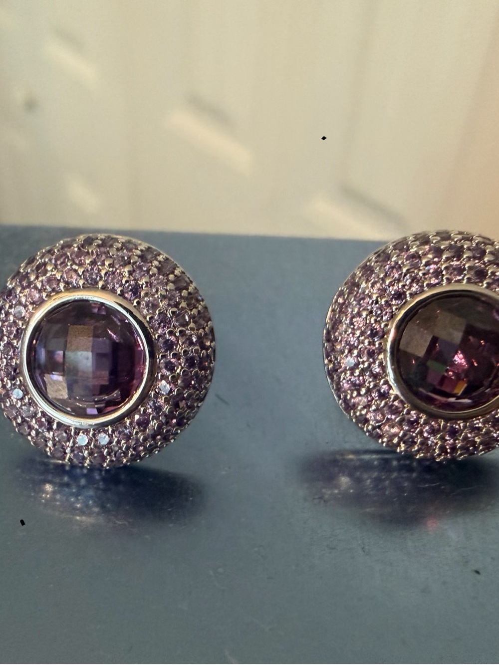 Purple Crystal Halo Stud Earrings - Women's Silver-Tone Jewelry